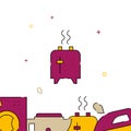 Toaster with smoke filled line icon, simple vector illustration