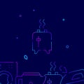 Toaster with smoke gradient line icon, vector illustration