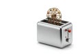 A toaster with a spinning carousel inside. Space for text. Royalty Free Stock Photo