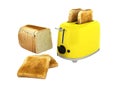 Toaster with toasted bread isolated on white background Kitchen equipment Close up 3d without shadow