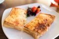 Toastie on a white plate Royalty Free Stock Photo