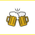 Toasting beer glasses color icon