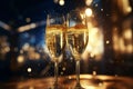 Toasting with elegant champagne flutes during a Royalty Free Stock Photo