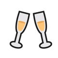 toasting gesture of two champagne glasses. Vector illustration decorative design