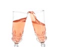 Toasting with glasses of rose champagne Royalty Free Stock Photo