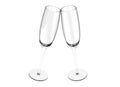 Toasting glasses. Two elegant champagne glasses. Pair of champagne glasses. Clink glasses. Toast cups.