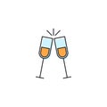 Toasting glasses vector icon concept, design isolated on white background