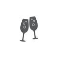 Toasting glasses vector icon concept, design isolated on white background