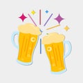 Toasting two beer vector symbol illustration Royalty Free Stock Photo