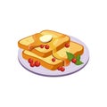 Toasts With Butter Breakfast Food Element Isolated Icon