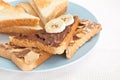 Toasts with Chocolate spread with Raw Banana Royalty Free Stock Photo