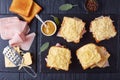 Toasts croque monsieur prepared to bake Royalty Free Stock Photo