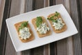 Toasts with cucumber dip Royalty Free Stock Photo