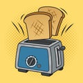 toasts fly up from toaster pop art vector