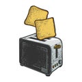 toasts fly up from toaster sketch vector