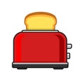 Toasts Flying Out of Red Toaster. Vector