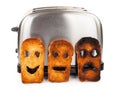 Toasts with smiley face in toaster