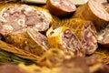 Toba de porc - Sliced pork meat products, traditional romanian food Royalty Free Stock Photo