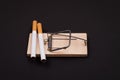 Tobacco Addiction - Cigarettes in Wooden Mousetrap