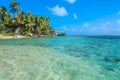 Tobacco Caye - Small tropical island at Barrier Reef with paradise beach, Caribbean Sea, Belize, Central America Royalty Free Stock Photo