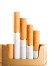 Tobacco in cigarettes with a brown filter Royalty Free Stock Photo