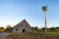 Tobacco field and drying house in Vinales. Tobacco drying shed Royalty Free Stock Photo