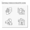 Tobacco industry line icons set