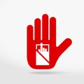 Tobacco prohibition sign. Stop hand icon. No symbol isolated on white. Vector illustration Royalty Free Stock Photo