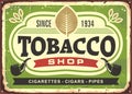 Tobacco shop vintage tin sign