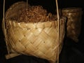 Tobaco basket, naturak color and selective focus background Royalty Free Stock Photo
