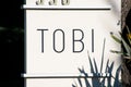 Tobi sign logo at headquarters. Tobi is online fast fashion retailer company Royalty Free Stock Photo