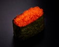 Tobiko Gunkan Sushi on black