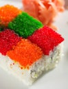 Tobiko Rainbow Roll Royalty Free Stock Photo