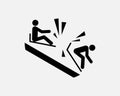 Toboggan Accident Icon Tobogganing Collide Danger Dangerous Vector Black White Icon Royalty Free Stock Photo