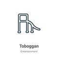 Toboggan outline vector icon. Thin line black toboggan icon, flat vector simple element illustration from editable entertainment