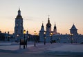 Tobolsk Kremlin at sunset in winter. Tobolsk. Russia.
