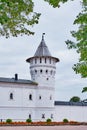The Tobolsk Kremlin is white-stone kremlin in Siberia, Russia. Wall and tower Royalty Free Stock Photo
