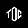 TOC letter logo design with polygon shape. TOC polygon and cube shape logo design. TOC hexagon vector logo template white and Royalty Free Stock Photo