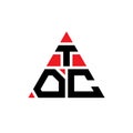 TOC triangle letter logo design with triangle shape. TOC triangle logo design monogram. TOC triangle vector logo template with red Royalty Free Stock Photo