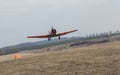 TOCNA, CZECH REPUBLIC - 3th MARCH 2022. AT-16 Harward II attack aircraft before taxiing at Tocna Airport near Prague Royalty Free Stock Photo