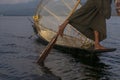 Fishing on Inle Lake in Myanmar with foot-operated tools