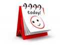 Today with Happy Positive smiley face on red spiral day calendar. 3d render Royalty Free Stock Photo