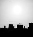 Today landscape of Silhouette collored buildings