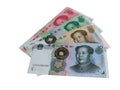 Today`s Chinese banknotes and ancient Chinese coins Royalty Free Stock Photo