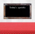 Today's special on vintage chalk board over empty red polka dot