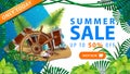 Only today, summer sale, up to 50% off, blue and white discount web banner for your business