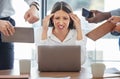 Todays just not my day. a young businesswoman feeling stressed out in a demanding office environment at work. Royalty Free Stock Photo