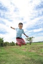 Toddle jump at field