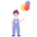 Toddler boy. Baby boy with balloons of different colors.