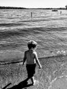 Toddler boy on the beach on a sunny day. Royalty Free Stock Photo